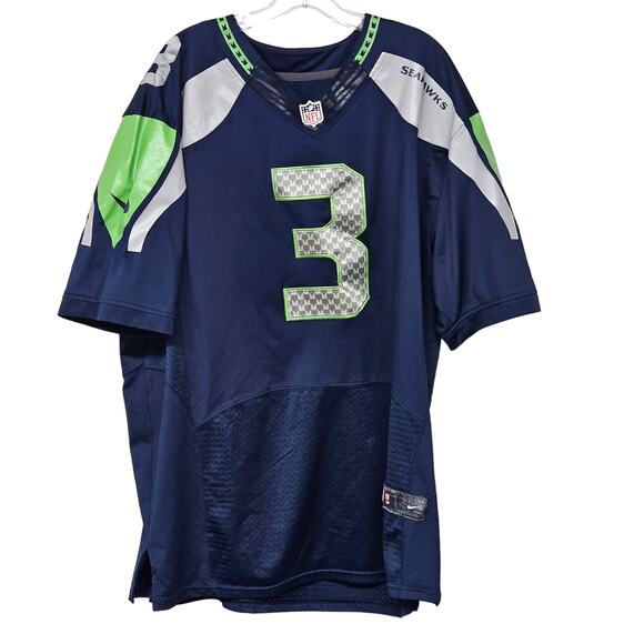 Nike Russell Wilson Seattle Seahawks Football Jersey Shirt #3 NFL Blue Mens XL - Picture 2 of 7